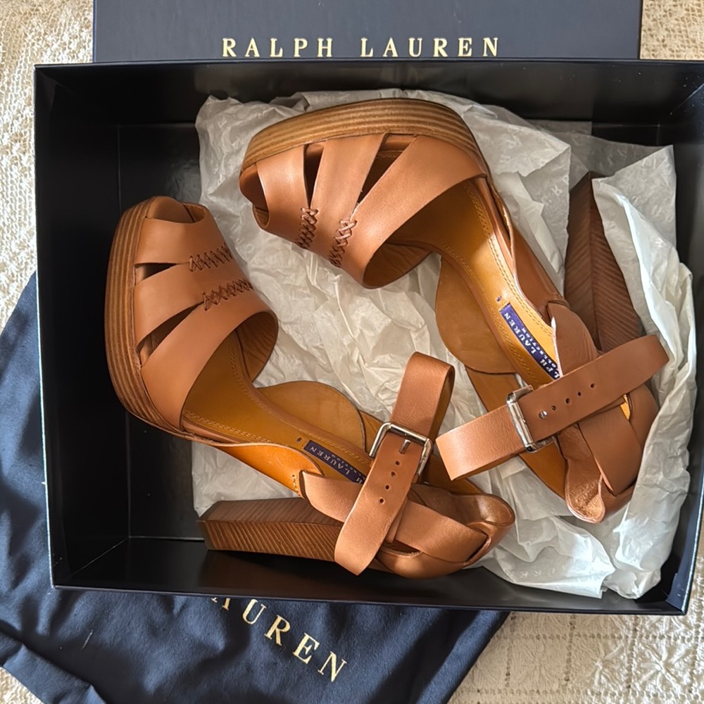 Ralph Lauren Tan Leather nearly new Platforms